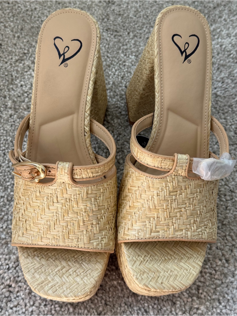 Windsor Cream Woven Buckle Slide Heels
